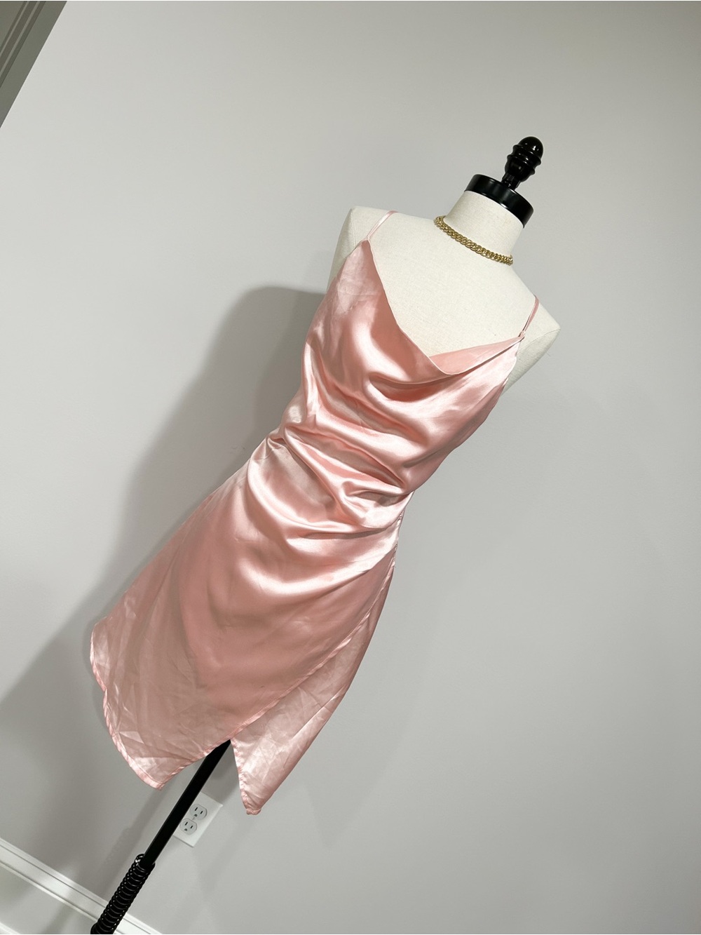 Papaya Satin Pink Cowl Neck Slip Dress